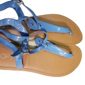 Loft Blue Sandals Size 8‎ Snakeskin Pattern Silverstone